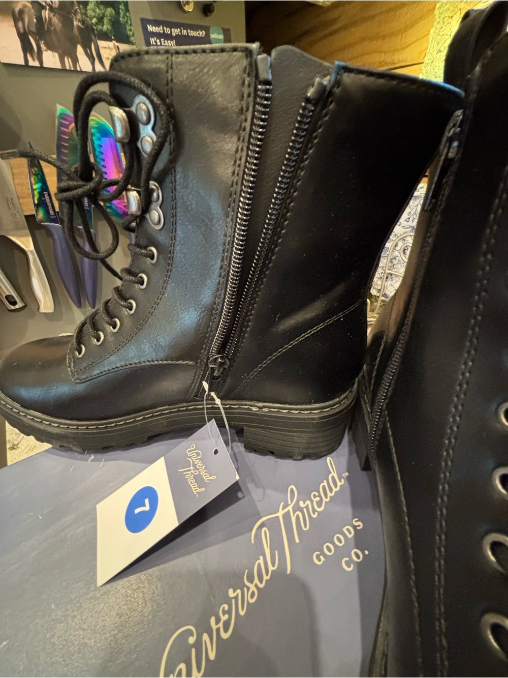 Universal threads Black Women's Lace-Up Combat Boots - Picture 3 of 5